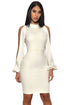 Sexy White Cut Out Sleeve Stretch Crepe Bandage Party Dress